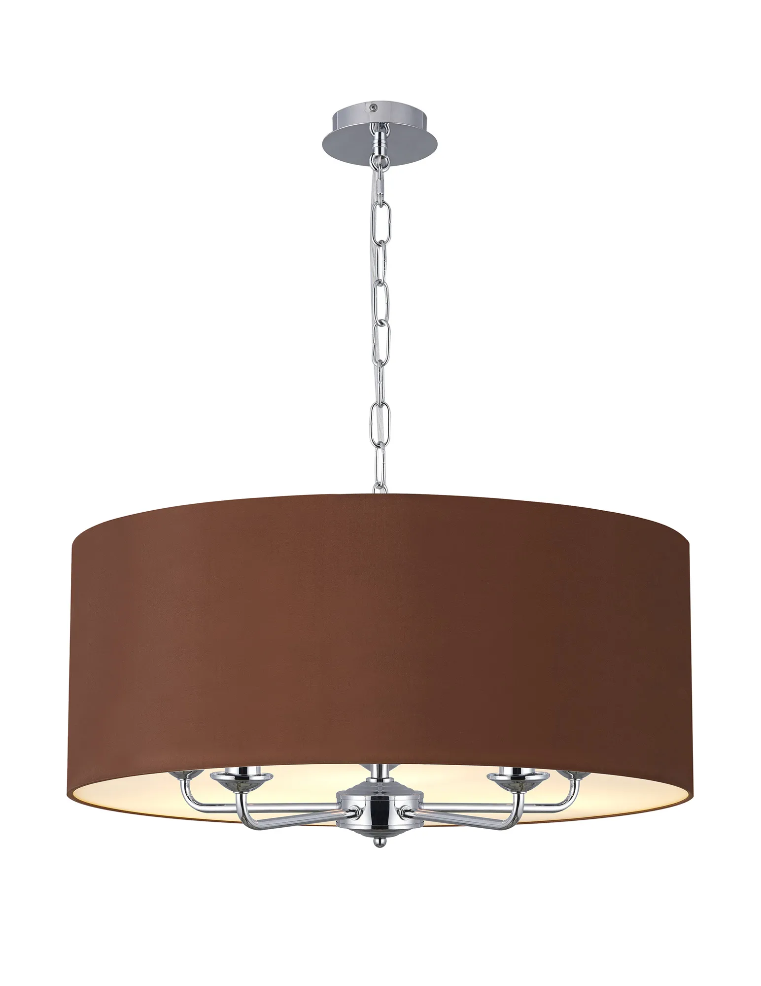 Banyan 60cm 5 Light Pendant Polished Chrome; Raw Cocoa/Grecian Bronze